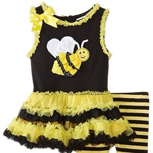 NWT Rare Editions Bumble Bee Tutu Legging Set, 6m